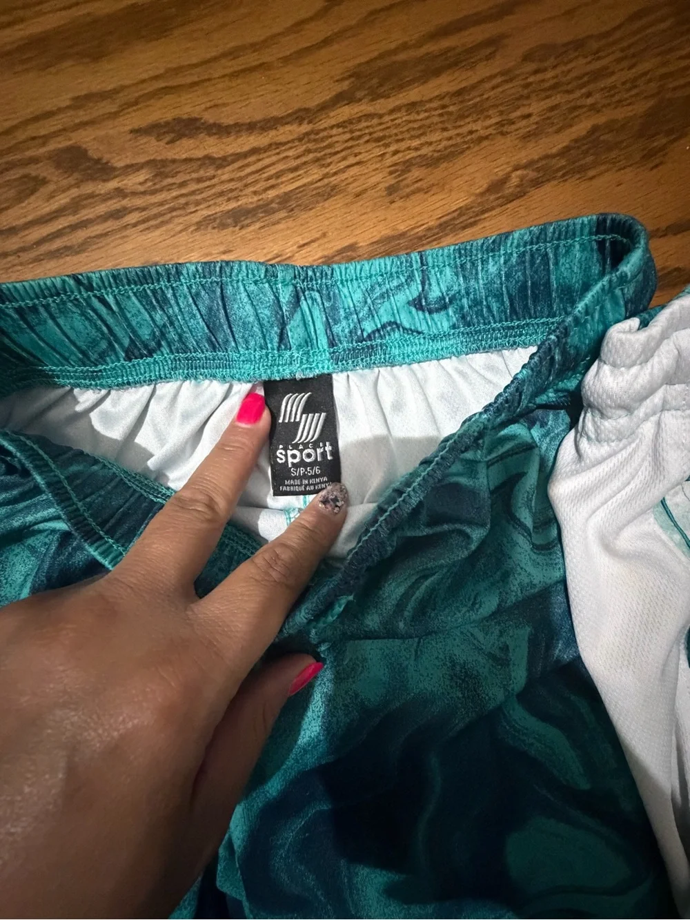 The Children's Place Teal Marble Print Shorts Duo with White Trim